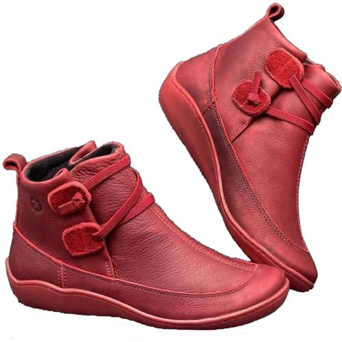 Stiefeletten Damen Braun Flach Leder: Ankle Boots Winterstiefel Bequeme Weiche Chelsea Stiefel Damenstiefel Winter Warm Schlupfstiefel Knöchelschuhe Rutschfest Kurze Stiefel Gr.36-43