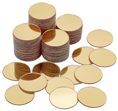 GOMAKERER 100pz Mini Piastrelle A Specchio Acrilico, 24.5mm Adesivi per Specchi Rotondi Autoadesivi Piastrelle A Mosaico Piccoli Fogli Decorativi per Specchi A Mosaico per Artigianato Fai Da Te, Oro