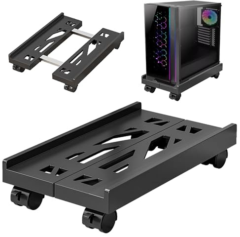 BOTEWO PC Ständer mit Rollen - Computer PC Tower Ständer Einstellbare | CPU Halterung Wagen Unter Schreibtisch Universal für Home Office Desk PC