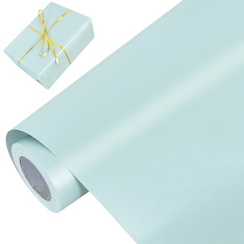 RIBBOOO Puderblaues Geschenkpapier, reine Farbe, Perlen-Geschenkpapier, matt, 43 cm x 10 m, Geburtstag, Valentinstag, Abschlussfeier, Hochzeit, Kindertag