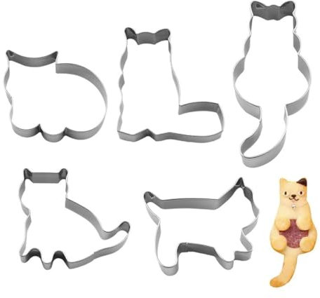 Moldes para Galletas, 5 Piezas Cortadores de Galletas de Acero Inoxidable, Cortadores Galletas Animales