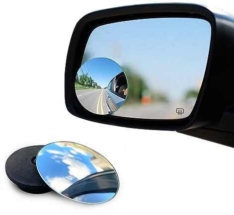 Keplin - 2x Blind Spot Mirrors | Round Frameless & 360° Rotatable Convex Mirror for Cars | HD Glass, Wide-Angle View, Adjustable, Easy Install, Universal Fit