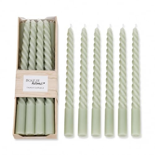 Twister Stabkerzen Hellgrün 6er Set, 20 x Ø 2 cm