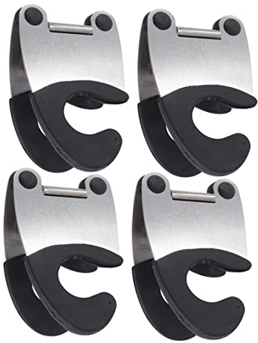 ABOOFAN 4pcs Stainless Steel Hot Dish Gripper and Spoon Holder Clips Dual Hook Design for Pot Side Use, Heat-Resistant Kitchen Gadgets for Cooking and Serving, Black