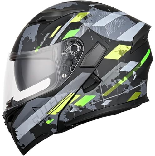 Byroads Casque Moto Modulaire Intégré Homologué ECE pour Scooter,Casque Moto Modulable avec Double Visière Anti-buée,Casque Racing Ville/Voyage Léger pour Hommes et Femmes 55-64cm