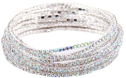 kokdid Stretch-Armband mit Kristallperlen, mehrschichtig, elastisch, Strass, Armband für Damen und Mädchen