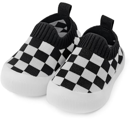 Cheerful Mario 0–3 år, lära-gå-skor, baby, pojkar, flickor, sneakers, baby, sko, mjuk, andningsaktiv och bekväm, Svart B, 6-9 månader