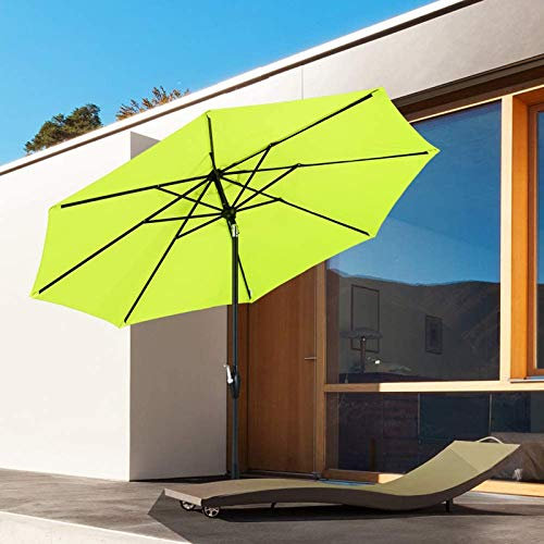 HUIBBGO Petit Parasol inclinable Automatique pour terrasse, Balcon et Jardin – Parasol de Table d'extérieur avec manivelle et mât en Aluminium, 2,25 m/7,5 pi, Vert