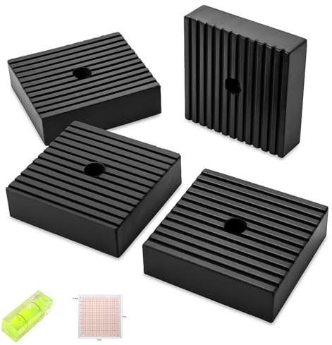 4 Pack Heavy-Duty Anti-Vibration Pads – Solid Rubber 4x4x1 | Noise Dampening, Slip-Resistant Pads for Air Compressor, Generator, Washer, Dryer, HVAC Equipment