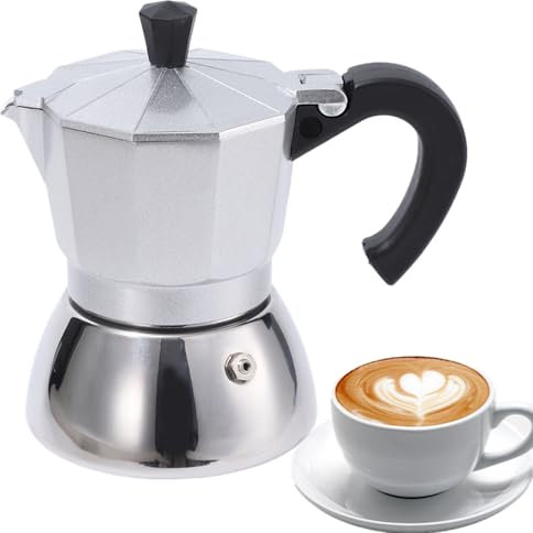 Retro Coffee Pot stovvtop - durabll Metal espreeso Percolator | Compact Old Style Coffee Brewing Accessory, Cuban Italian Inspired Manual Coffee Maker for Morning Kitchen Beverage Rituals
