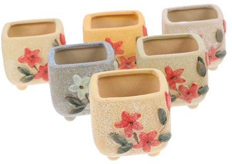 JOINPAYA 6 Piezas Maceta para Suculentas de Decoración Artística para Plantas de Interior Olores para Plantas Color Aleatorio
