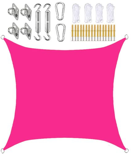 XQKXHZ Vela Parasole Rettangolare Rosa,Vela da Giardino Protezione Raggi UV 95%,Vela Ombreggiante Quadrata Impermeabile con Kit Fissaggio, Tenda a Vela per Esterno Terrazza Balcone Piscina,5x5 m