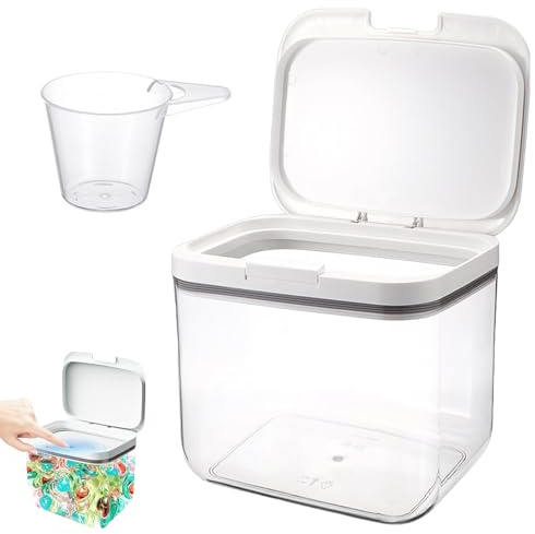 HXXWEUS Waschmittel Aufbewahrung, 4,5L Aufbewahrungsboxes mit Deckel, Waschmittel pods Aufbewahrung, Aufbewahrungsbox Schnappverschlüsse, Wäschepulver behälter, Waschmittelbox, für Zuhause, Büro