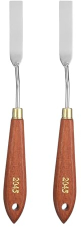 QUARKZMAN 2pcs Spatola Pittura Strumento 2.56 x 0.67 Rosso/Argento | Goccia Spatola Pittura Con Foro Manico Legno Faggio, Lama Acciaio Inox, Per Acrilico Tela