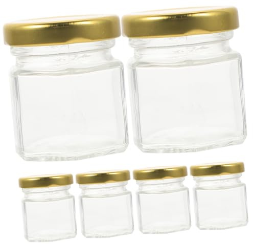 SMASOLO Tarros Pequeños Hexagonales De Vidrio 60 Ml Para Miel y Mermelada, Sellado Hermético Con Tapa, Frascos Domésticos Transparentes Para Almacenamiento De Jarabe y Pasta, Pack De 6 Unidades