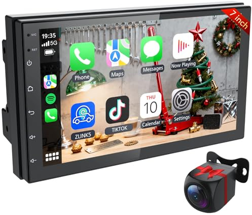 Haudio 7 Wireless Double Din Car Stereo with Bluetooth, Wireless CarPlay, Android Auto, Backup Camera, GPS Navigation, Free APK Download and Deletion, FM, Voice Control, and Mirror Link (7-2GB+64GB)