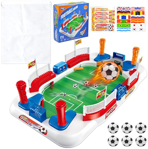 BBEUU Mini Tischkicker Set, Tischfussball Kinder Brettspiel, Mit 6 Fußball Und Aufbewahrungstasche Handpunktezähler Aufkleber, Interaktives Fussballspiel Zur Geeignet Für Jungen 5-12 Jahre