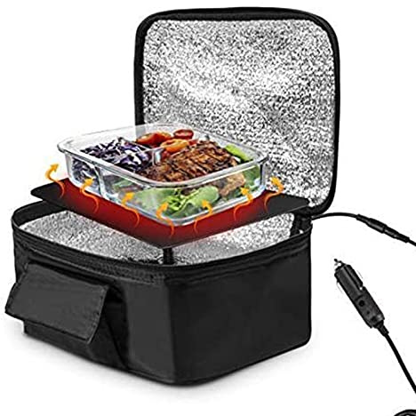 ZJchao ondes électrique pour Voiture, Chauffe-plats Portable 12 V 90 W avec Contrôle de la Température et Arrêt Automatique pour Réchauffer les Repas dans les Véhicules, Camions,