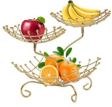ZOOWMRALK Cesto for la frutta, portaciotole, 3 ripiani, contenitore for verdure for il bancone della cucina, organizer staccabile for pane, snack e prodotti agricoli