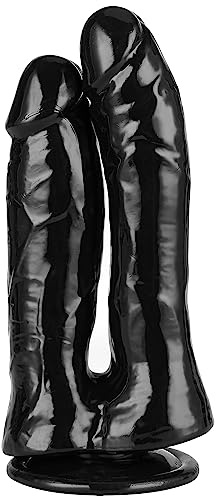 Lifelike Lover Luxe Double Ended Realistic Dildo - Huge Silicone Dildo with Strong Suction Cup - Black
