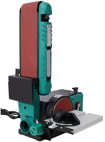 4 x 36 Inch Belt and 6 Inch Disc Sander, Bench Belt Disc Sander with 0-90° Adjustable Belt and 0-45° Bevel Table, Quick-Change Sandpaper for DIY Woodworking and Metalworking