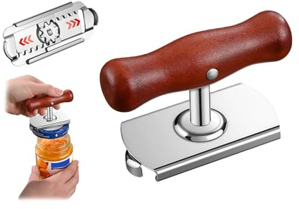 Abrelatas de acero inoxidable con mango de madera para un uso fácil, accesorio de cocina, abridor multiusos