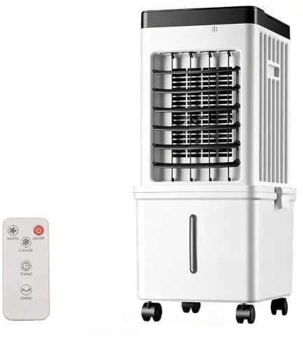 3 in 1 Air Cooling Fan & Humidifier, 60cm Portable Air Cooler, 3 Speeds & 3 Modes, 15L Water Tank, Super Energy Saving, Digital Display, 7.5h Timer, with 4 Wheels & Handle