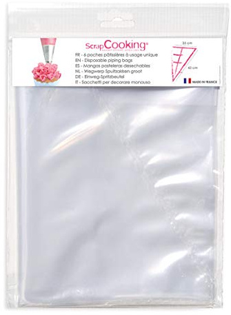 SCRAP COOKING 5014 Lot de 6 Poches à Douilles Jetables Polypropylène Multicolore 24 x 18 x 0,8 cm