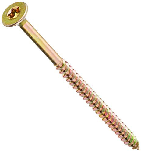 Connex Universalschrauben 6,0 x 100 mm - 85 Stück im Set - Senkkopf - TX-Antrieb - Teilgewinde - Gelb verzinkt - Inkl. Magnethalter & 2 Bits / Schrauben-Set / Schrauben-Eimer / B30178