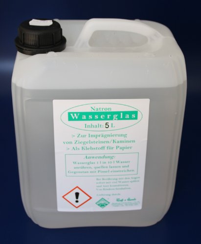Wasserrose® 5 L (1L=5€) KANISTER Natron WASSERGLAS ABBEIZEN IMPRÄGNIEREN KLEBEN KORROSIONSSCHUTZ Made IN Germany