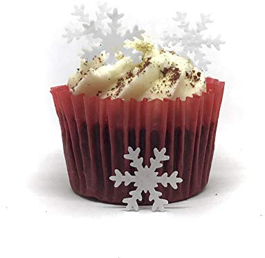 Kuchendekoration, essbar, mit Schneeflocken, Weiß, 100 Stück