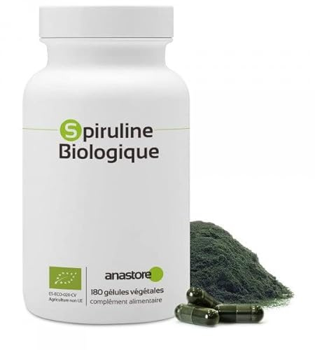 ESPIRULINA ECOLÓGICA * 500 mg / 180 cápsulas * Antioxidantes, Cardiovascular (glucosa), Deficiencias (hemoglobina), Energia (fatiga), Equilibrio emocional, Inmunitario (estimulación de defensas naturales), Peso (adelgazamiento), Rendimiento deportivo * Garantía de satisfacción o reembolso * Fabricado en Francia