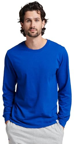 Russell Athletic Mens Cotton Performance Long Sleeve T-Shirt, Royal, 3XL