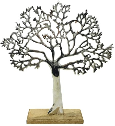 Schmuckständer aus poliertem Aluminium Baum des Lebens 34 cm