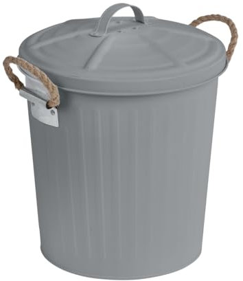 WENKO Kosmetikeimer Gara Grau matt - Abfalleimer Fassungsvermögen: 6 l, Stahl, 24 x 28.5 x 23 cm, Grau