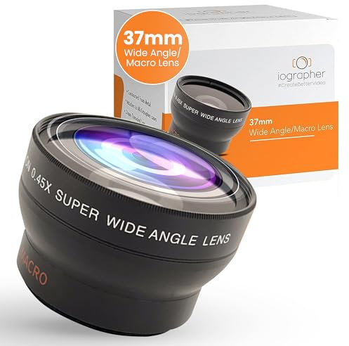 iOgrapher 37mm Wide Angle Lens for iPhone and Smartphones - Clip On Macro Lens and Wide Phone Lens - Macro Lens for iPhone and Other Smartphones - Camera Lens for Phone - Comes with Leather Case Bag