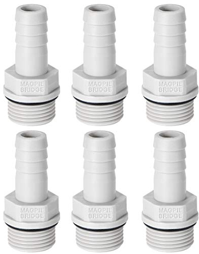 sourcing map 6 Piezas Racor de Tubo de PVC 10mm Púas x G3/8 Macho Gris | Adaptador, Conector de Manguera Dentada