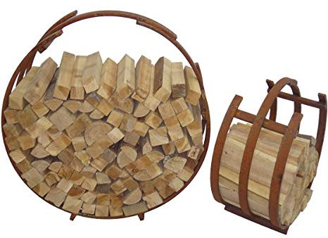 2er Set rundes Kaminholzregal Kaminholzständer Kaminholzablage Stapelhilfe 2 Farben (Rost-Optik)