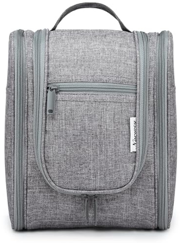 Narwey Kulturbeutel Herren zum Aufhängen, Klein Kulturtasche Kulturbeutel Herren Damen, Waschtasche Hanging Toiletry Bag Herren für Reise, Kosmetiktasche Make up Tasche für Frauen (Grau (Klein))