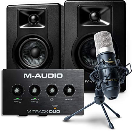 M-Audio M-Track Duo + BX3 + Marantz Professional MPM-1000 - Scheda Audio, Casse Monitor e Microfono - Pacchetto per Registrazione, Streaming e Podcast