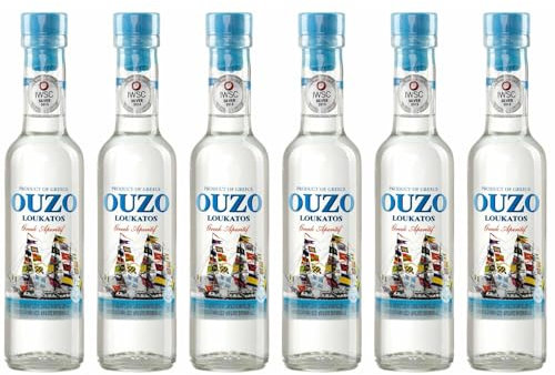 Ouzo Loukatos 38% Vol. 6x 0,2l | Milder Ouzo aus Patras + 20ml Jassas Olivenöl