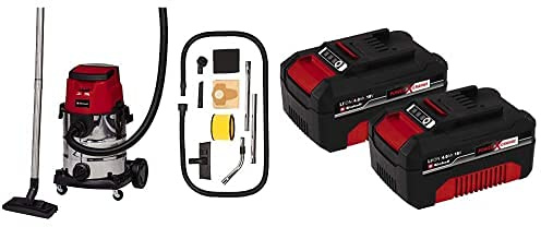Einhell Aspirasolidi e liquidi (batteria) TE-VC 36/25 Li S Power X-Change (batt. ioni di litio, 36 V, mod. ECO/BOOST, pot. aspir. 150 mbar, serb. in acc. inox da 25 L, incl. batterie)