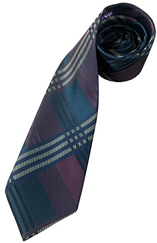 Corbata para el cuello para hombre, color burdeos, verde botella y crema a cuadros, Borgoña, verde botella, crema, negro, Adult