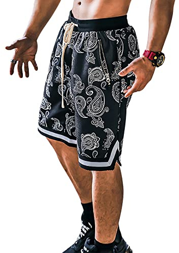 BOOMLEMON Herren-Shorts, Paisley-Shorts, athletisches Training, Basketball, lässiger Druck, Laufhose