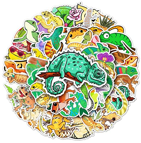 Affoto Eidechse Aufkleber für Laptop(50 PCS),Geschenk für Kinder Teens Erwachsene Jungen,Gecko Stickers wasserdichte Vinyl Aufkleber für Scrapbook,Skateboard,Auto,Gepäck