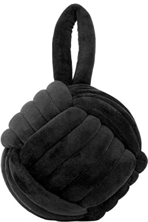 Furn Knot Velvet Door Stop – Soft Plush Weighted Decorative Doorstop, Modern Home Decor (Black)