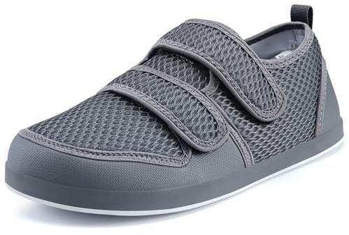 Zapatos Diabéticos Mujer Zapatos Ortopédica Hombre Zapatillas de Estar por casa Ensanchar Respirable Ajustable Artritis Edema Zapatos hinchados Gris-A 44EU