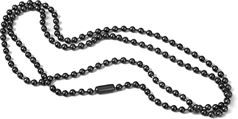 NW Pure Titanium Bead Chain Necklace, Adjustable Jewelry Chain, Small Bead Ball Chain Necklace, With Gift Box (2.0-4.0mm Beads , 18- 30 inch) (2.4mm 24 black), Titanium, No Gemstone