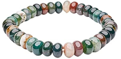 Handgefertigtes 8-mm-Edelstein-Perlenarmband für Männer und Frauen | Elastisches Armband mit Kristall-Heilstein (Indischer Achat)