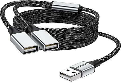 MOGOOD USB Splitter Kabel USB Y Splitter Adapter Dual USB 2.0 Netzkabe lweiterung für Lade/Daten übertragung Dual Double USB Port Extender Hub Extra Multiport Data Split Adapter für Laptop/Mac/Auto